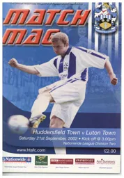Programme: Huddersfield Town vs Luton Town FC (21st Sep 2002)