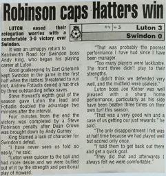 Match Report: Luton Town FC vs Swindon Town (28th Sep 2002)