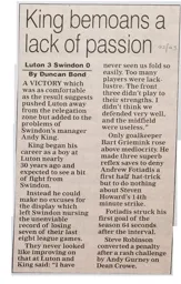Match Report: Luton Town FC vs Swindon Town (28th Sep 2002)