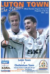 Programme: Luton Town FC vs Cheltenham Town (12th Oct 2002)