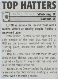 Match Report: Woking vs Luton Town FC (22nd Oct 2002)
