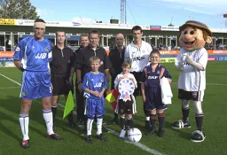 Matthew Spring with mascot vs Wigan