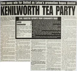 Match Report: Luton Town FC vs Colchester United (14th Dec 2002)