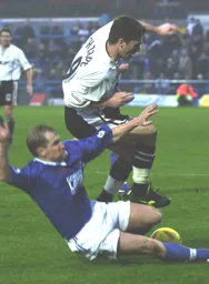 A strong tackle on Tony Thorpe