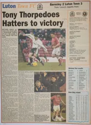Match Report: Barnsley vs Luton Town FC (18th Jan 2003)