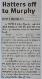 Match Report: Luton Town FC vs Blackpool (11th Feb 2003)