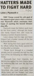 Match Report: Luton Town FC vs Plymouth Argyle (25th Feb 2003)
