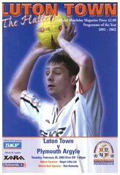 Programme: Luton Town FC vs Plymouth Argyle (25th Feb 2003)