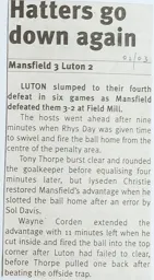 Match Report: Mansfield Town vs Luton Town FC (4th Mar 2003)