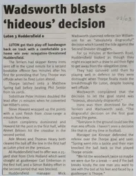 Match Report: Luton Town FC vs Huddersfield Town (8th Mar 2003)