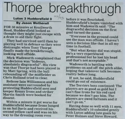 Match Report: Luton Town FC vs Huddersfield Town (8th Mar 2003)