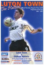 Programme: Luton Town FC vs Oldham Athletic (18th Mar 2003)