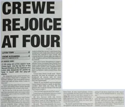 Match Report: Luton Town FC vs Crewe Alexandra (22nd Mar 2003)