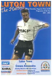 Programme: Luton Town FC vs Crewe Alexandra (22nd Mar 2003)