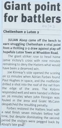 Match Report: Cheltenham Town vs Luton Town FC (8th Apr 2003)
