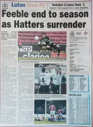 Match Report: Swindon Town vs Luton Town FC (3rd May 2003)