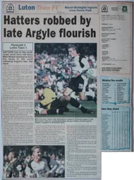 Match Report: Plymouth Argyle vs Luton Town FC (13th Sep 2003)