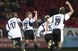 David Bayliss celebrates scoring the second goal