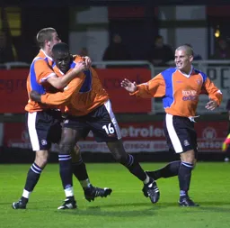 Enoch Showunmi has just scored Town`s first goal.