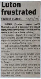 Match Report: Thurrock vs Luton Town FC (7th Nov 2003)