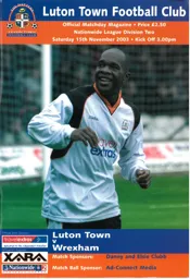 Programme: Luton Town FC vs Wrexham (15th Nov 2003)