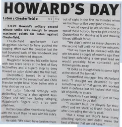 Match Report: Luton Town FC vs Chesterfield (29th Nov 2003)