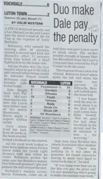 Match Report: Rochdale vs Luton Town FC (6th Dec 2003)