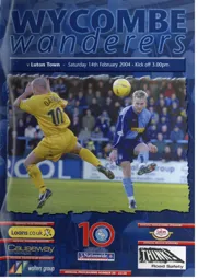 Programme: Wycombe Wanderers vs Luton Town FC (14th Feb 2004)