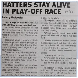 Match Report: Luton Town FC vs Blackpool (13th Mar 2004)