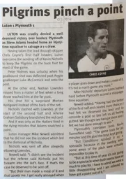Match Report: Luton Town FC vs Plymouth Argyle (20th Mar 2004)