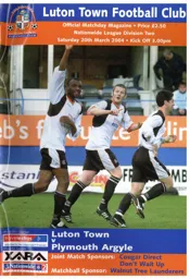 Programme: Luton Town FC vs Plymouth Argyle (20th Mar 2004)