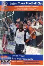 Programme: Luton Town FC vs Bournemouth (20th Apr 2004)