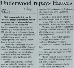 Match Report: Luton Town FC vs Oldham Athletic (7th Aug 2004)