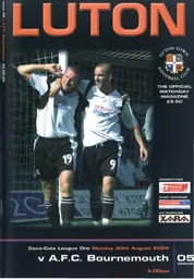 Programme: Luton Town FC vs Bournemouth (30th Aug 2004)