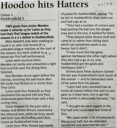 Match Report: Luton Town FC vs Huddersfield Town (16th Oct 2004)