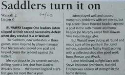 Match Report: Walsall vs Luton Town FC (19th Oct 2004)