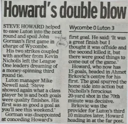 Match Report: Wycombe Wanderers vs Luton Town FC (4th Dec 2004)