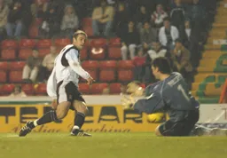 Peter Holmes sees his shot saved