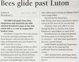 Match Report: Luton Town FC vs Brentford (8th Jan 2005)