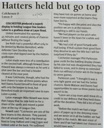 Match Report: Colchester United vs Luton Town FC (22nd Jan 2005)