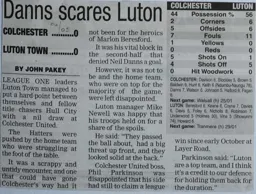 Match Report: Colchester United vs Luton Town FC (22nd Jan 2005)