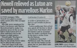 Match Report: Colchester United vs Luton Town FC (22nd Jan 2005)