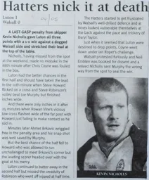 Match Report: Luton Town FC vs Walsall (22nd Feb 2005)