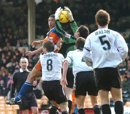 Curtis Davies troubles the Vale goalkeeper