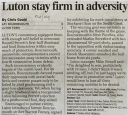 Match Report: Bournemouth vs Luton Town FC (9th Apr 2005)