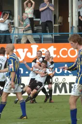 Steve Robinson after scoring the fourth goal in stoppage time