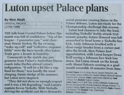 Match Report: Crystal Palace vs Luton Town FC (6th Aug 2005)
