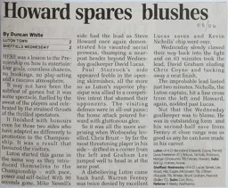 Match Report: Luton Town FC vs Sheffield Wednesday (23rd Sep 2005)