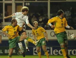 Marcus Heikkinen sees a header go wide