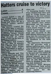 Match Report: Luton Town FC vs Crewe Alexandra (22nd Nov 2005)